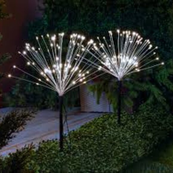 NEW Bethlehem Lights (2) Star Bursts with Remote - Black Wire COOL WHITE - Picture 1 of 2